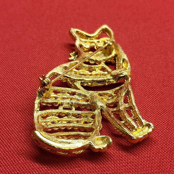 Danecraft Gold Tone Metal Cat Pin Brooch - Picture 8 of 10